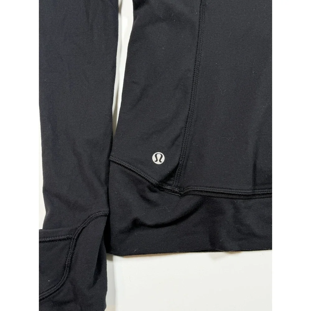 Lululemon Womens Think Fast Pullover Black White Parallel Stripe 1/2 Zip Size 6